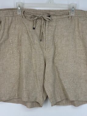 Murano Baird McNutt Mens Size 40 Shorts Beige 100% Linen Alex Fit Pockets 7"